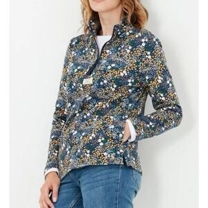 Joules Pip Print 1/2 Zip Sweatshirt Size 10 Women's - Floral Print Blue Pockets
